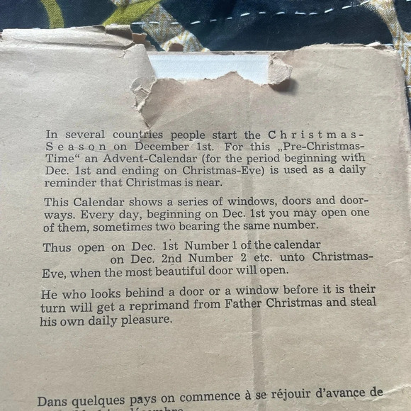 Vintage German paper advent Calendar in original sleeve 1950s - Picture 4 of 7